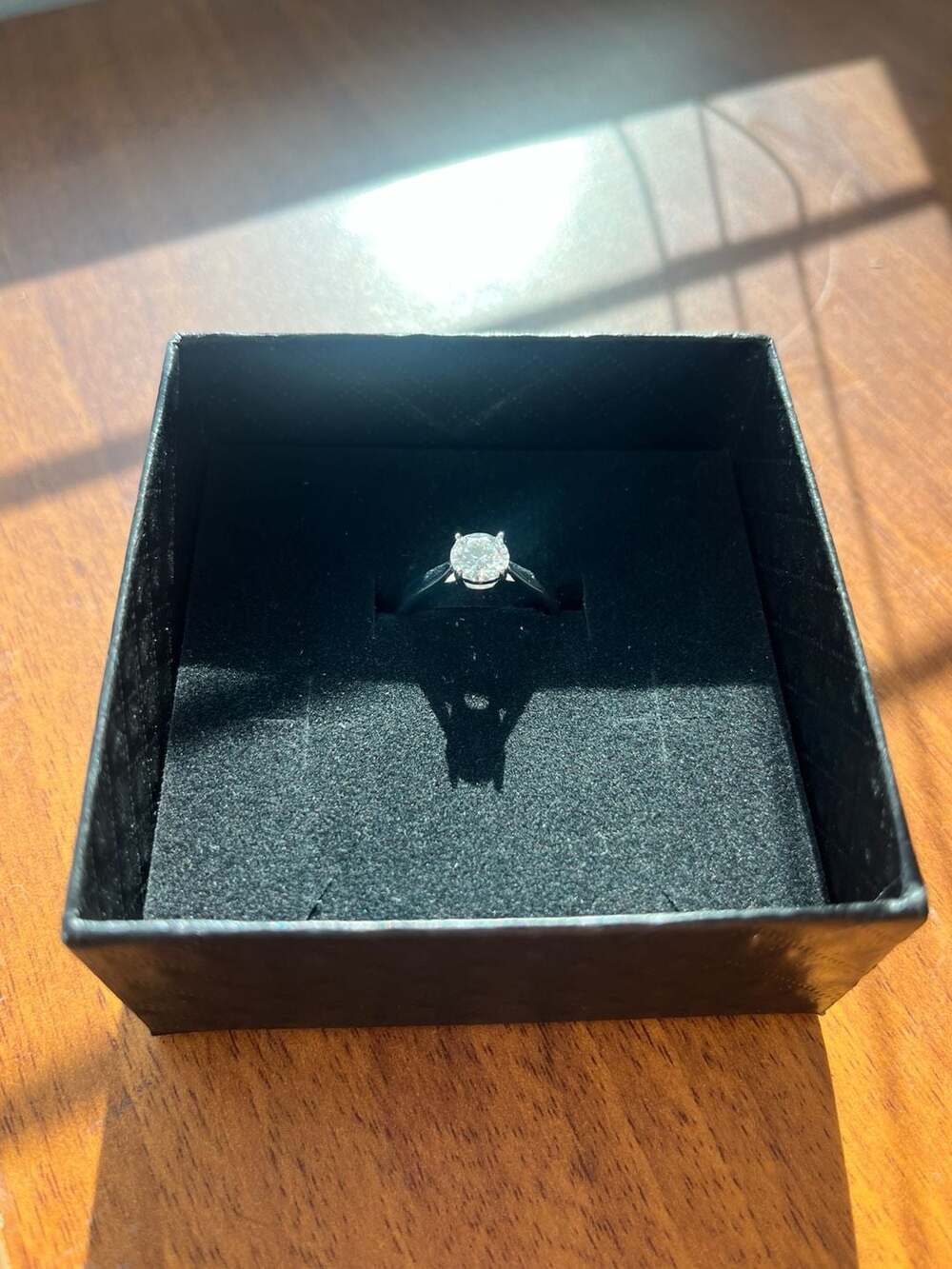 GRA Certified 1.00ct Round Brilliant Moissanite Solitaire Adjustable Ring